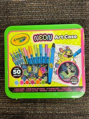 Crayola Neon Art Case - Green & Pink Kids Art Set
